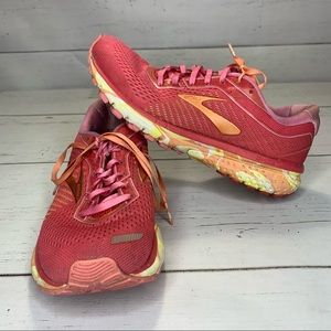 Brooks Womens Ghost 12 Coral Athletic Running Shoe